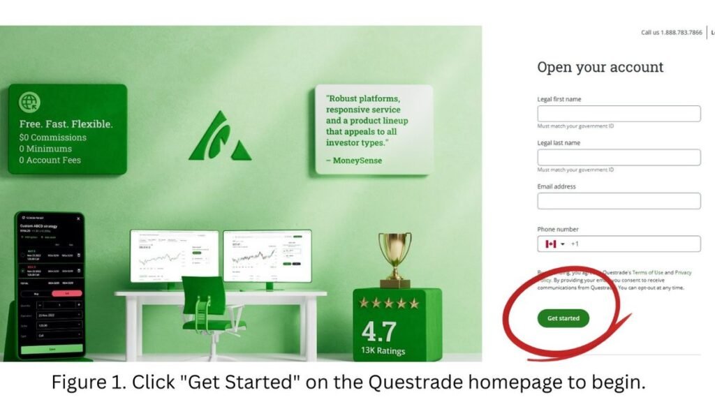 Questrade homepage "Open an Account" CTA