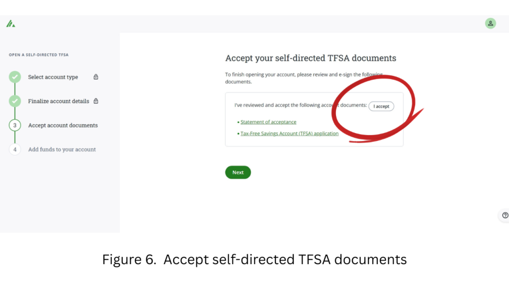 Accept self-directed TFSA documents