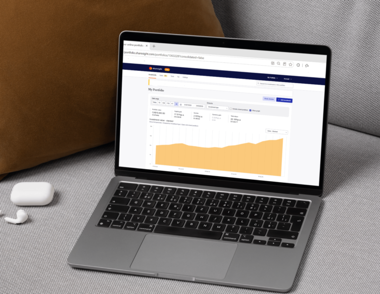 a clean shot of a portfolio dashboard on a laptop